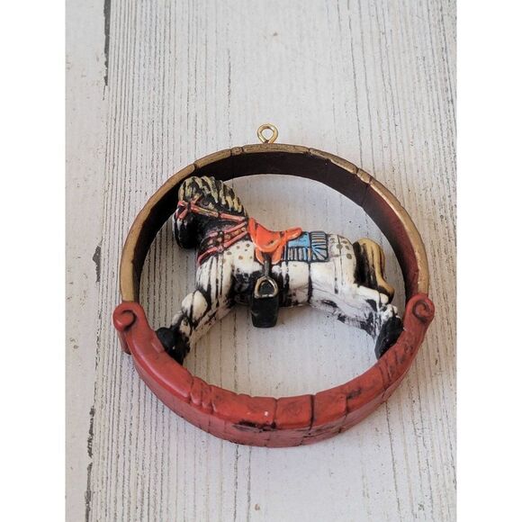 Circle saddle horse rustic ornament Xmas decor pony - Picture 2 of 4